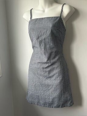 Elodie Navy & White Gingham Mini Dress Women’s Size Small